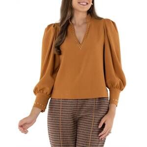 NEW EMILY MCCARTHY women's hampton top in brown sugar